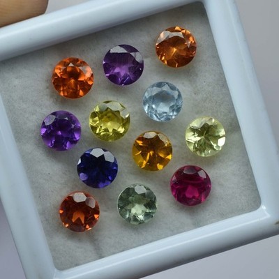 12 Pcs Natural Mix Color Sapphire 6x6 MM Round Lot CERTIFIED Gemstone