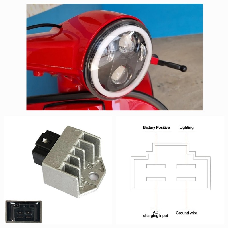 Convertitore Ac-Dc Faro Vespa Led Pk Hp Pxda Corrente Alternata A Continua12v