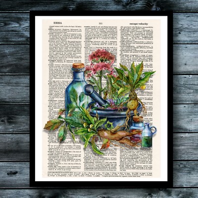 Alchemy Vintage Dictionary Art Print Potion Witch Gothic Noir Macabre Wall Decor