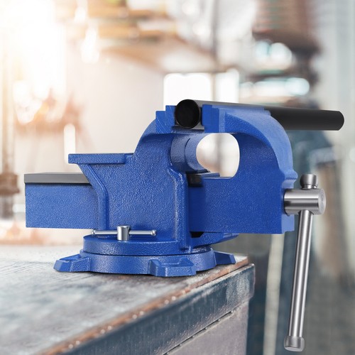 6" Heavy Duty Bench Vise with Anvil Swivel Locking Base Table Top Clamp Vise