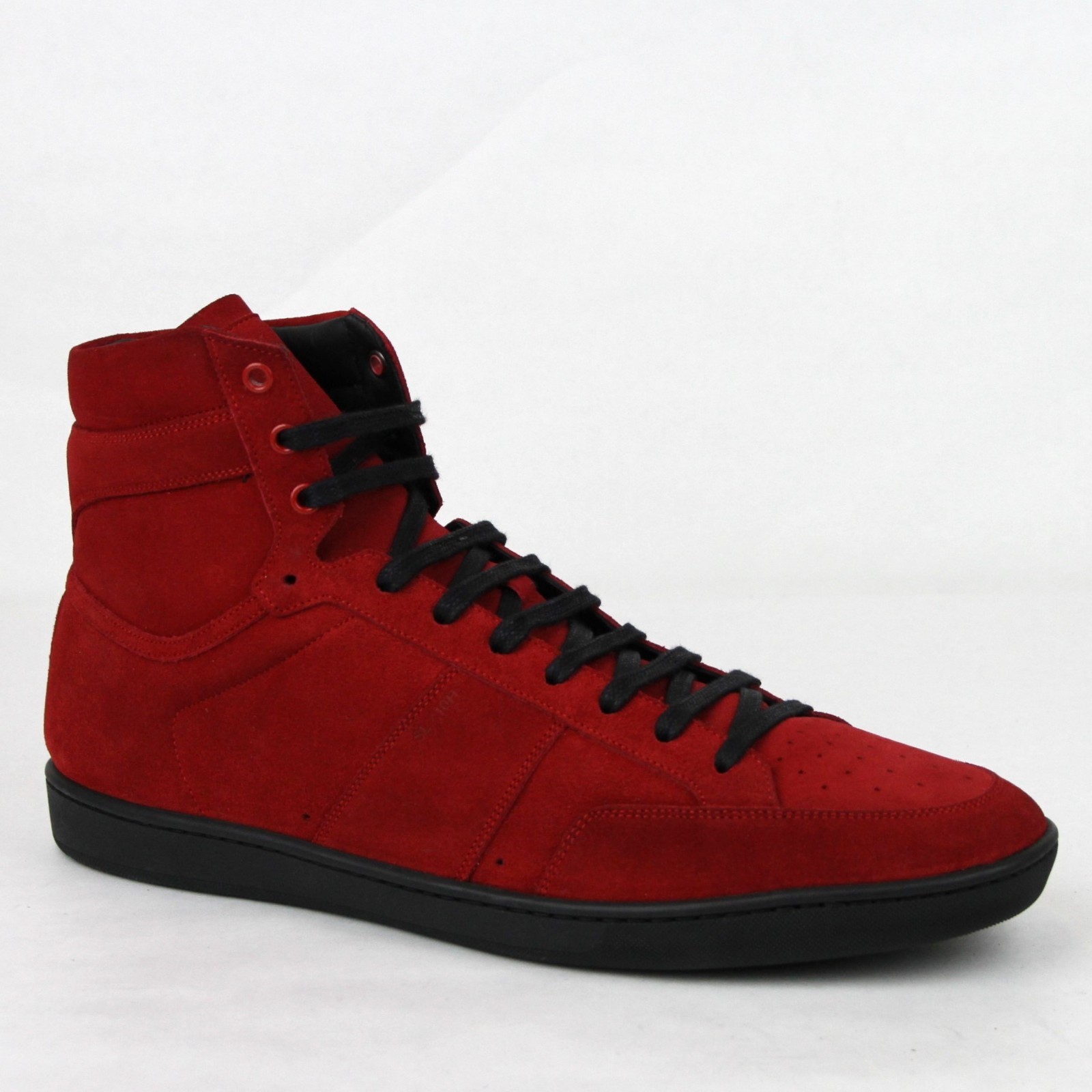 Pre-owned Saint Laurent Men's Red Suede Hi Top Sneakers It 49 / Us 16 418026 6422