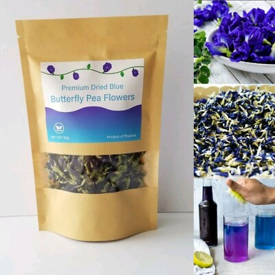 Blue Butterfly Pea Flower Tea loose leaf  100% Natural Organic Thai Herb 50g