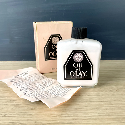 Of Olay Beauty Lotion In Glass Bottle With Box - Vintage Lotion Bottle