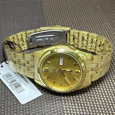 Pre-owned Seiko 5 Snk366k1 Automatic Gold Stainless Steel Analog Men's Casual Dress Watch