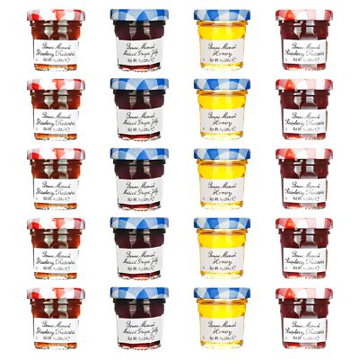 	Bonne Maman Assorted 20 1 oz Mini Jars Strawberry Raspberry Honey Grape	
