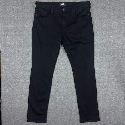 Paige Lennox Jeans Mens 36x33 Slim Fit Tapered Black Shadow Denim Transcend USA