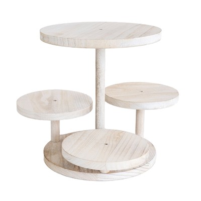 White 4-Tier 14'' Wooden Cake Stand Round Trays Party Events Decorations Supplies