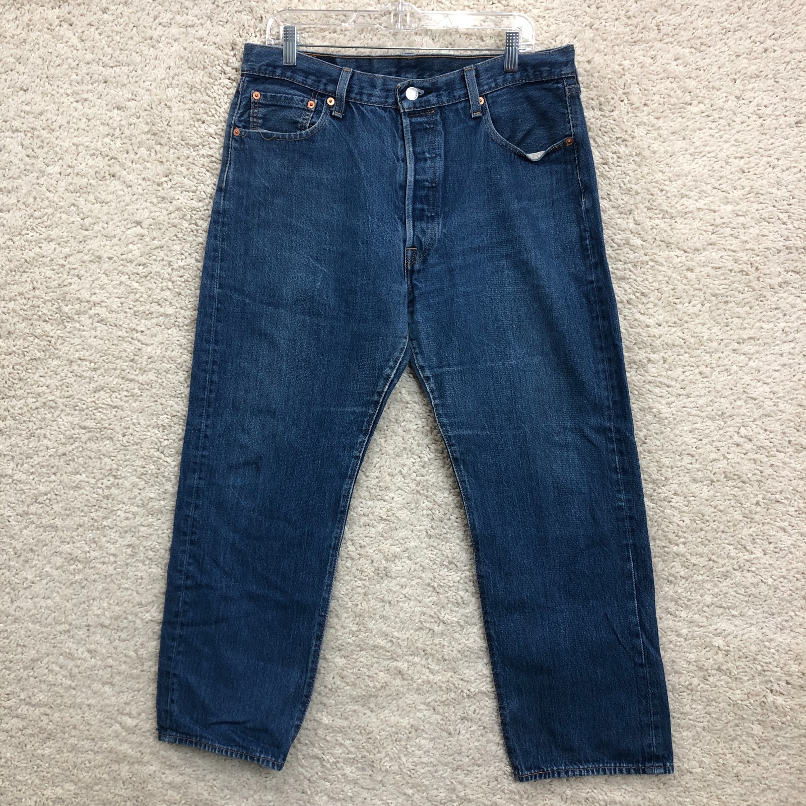 Levis 501 Jeans 36x30 (Fits 36x27) Mens Blue Denim Original Straight Button Fly