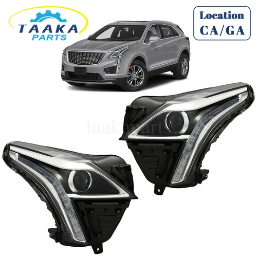 Левая и правая стороны галогенной фары Cadillac XT5 2017-2019 годов выпуска со светодиодной подсветкой DRL