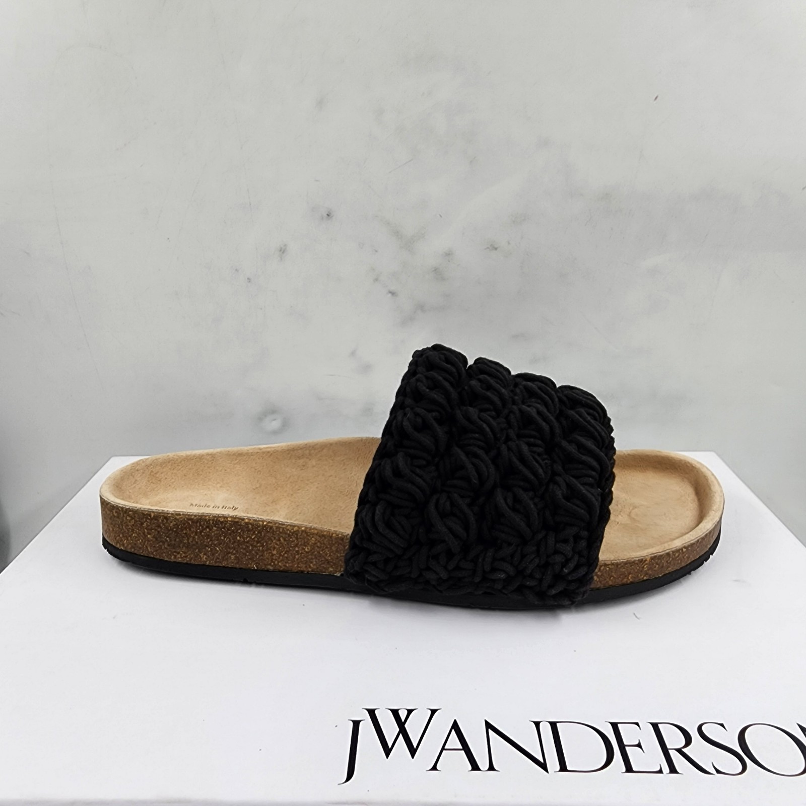 JW Anderson Popcorn Crochet Slip On Slide Sandals Men's 42/8.5US Black Open Toe - Picture 10 of 19