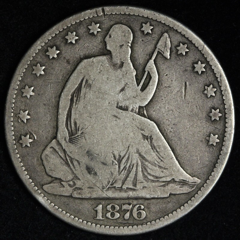 1876-CC Seated Liberty Silver Half Dollar FINE E390 WCHB