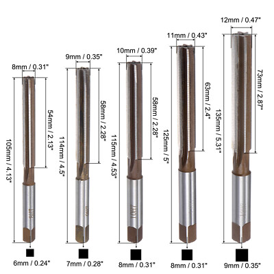 10Pcs Hand Reamers Set 3mm-12mm H7 Metric Alloy Steel Reamer Bit Straight Flutes