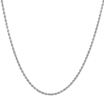 Pre-owned Nuragold 14k White Gold 2.5mm Diamond Cut Rope Italian Chain Pendant Necklace Womens 18"