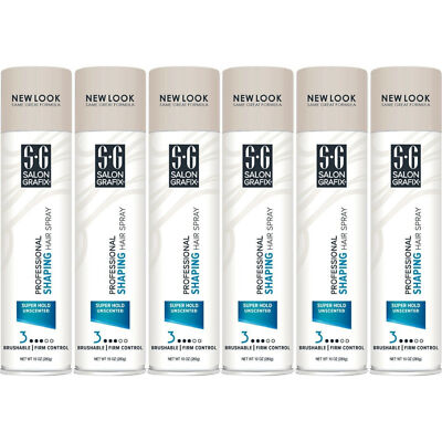 6 Pack Salon Grafix Professional Shaping Hair Spray Super Hold Unscented 10Oz Ea