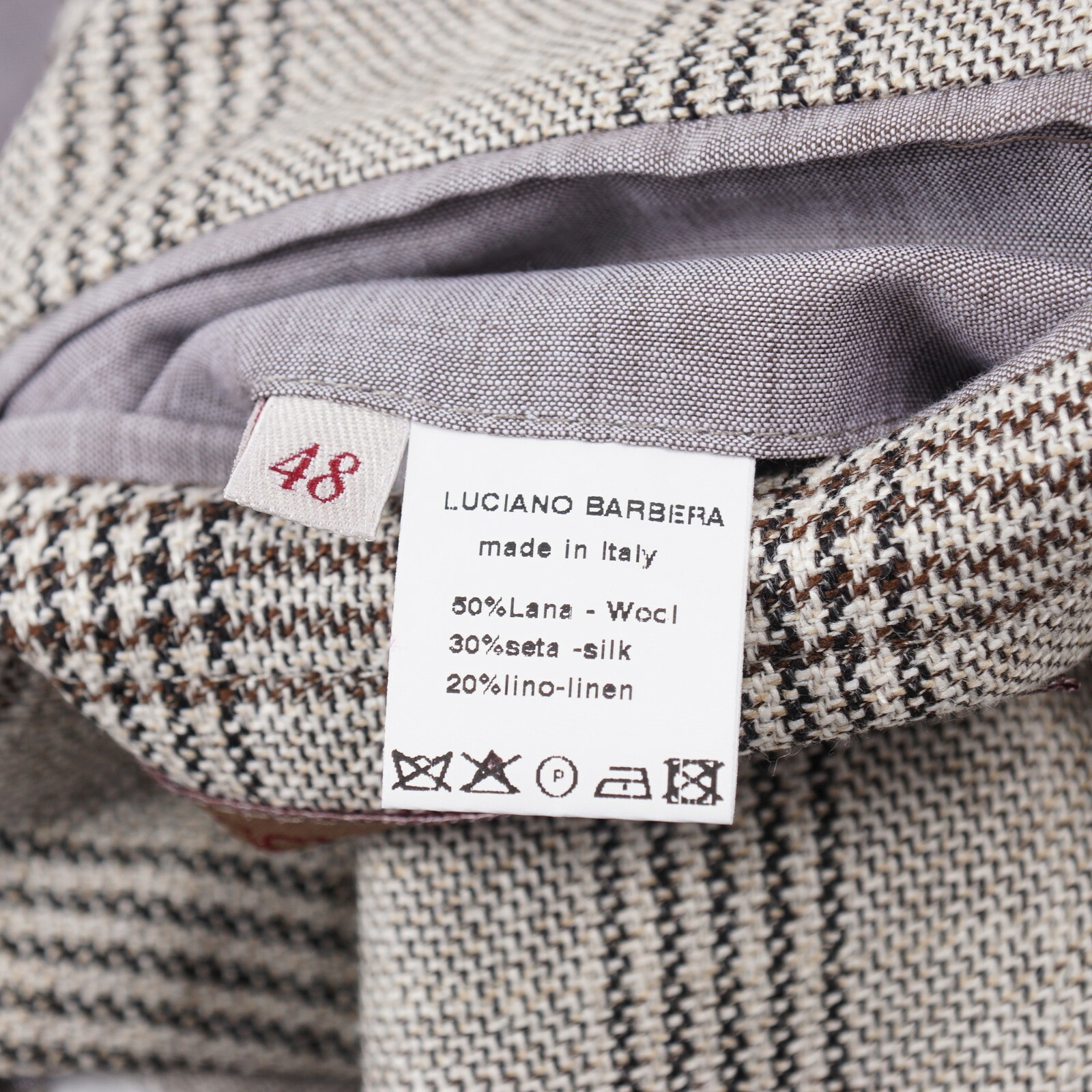Pre-owned Luciano Barbera Soft Constructed Gray Check Wool-silk-linen Sport Coat 38r