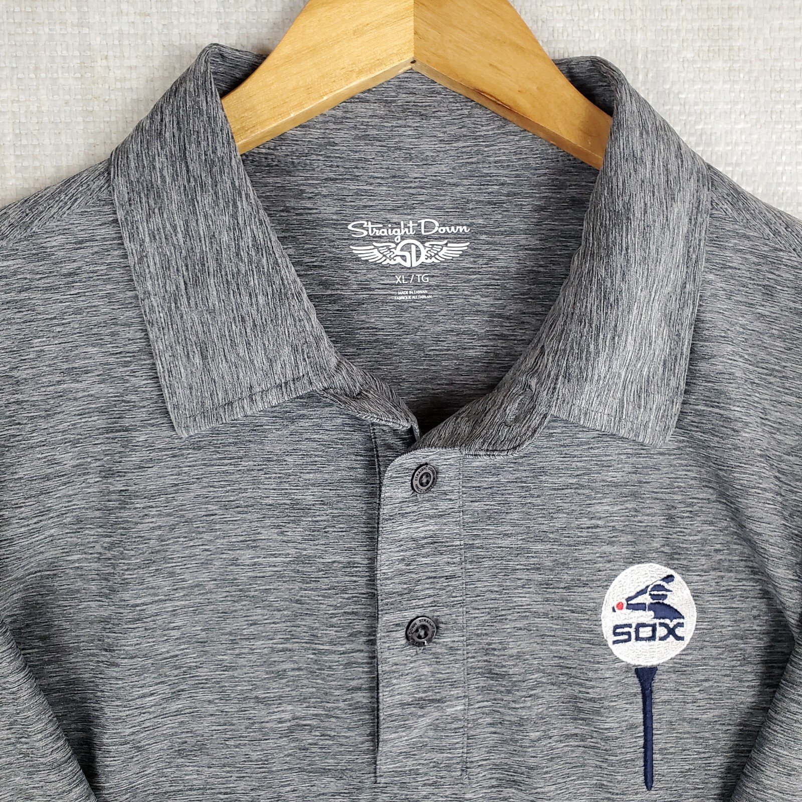 STRAIGHT DOWN x WHITE SOX x LITE BEER Size XL Space Dye Gray Polo Shirt Wicking