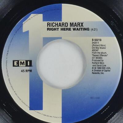 RICHARD MARX Right Here Waiting EMI B-50219 EX 45rpm 7'' 1989 Soft Rock