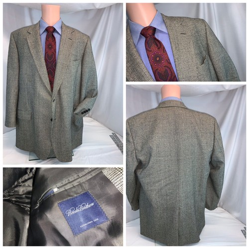 Brooks Brothers Loro Piana Wool Blazer 44L Gray Glen Plaid