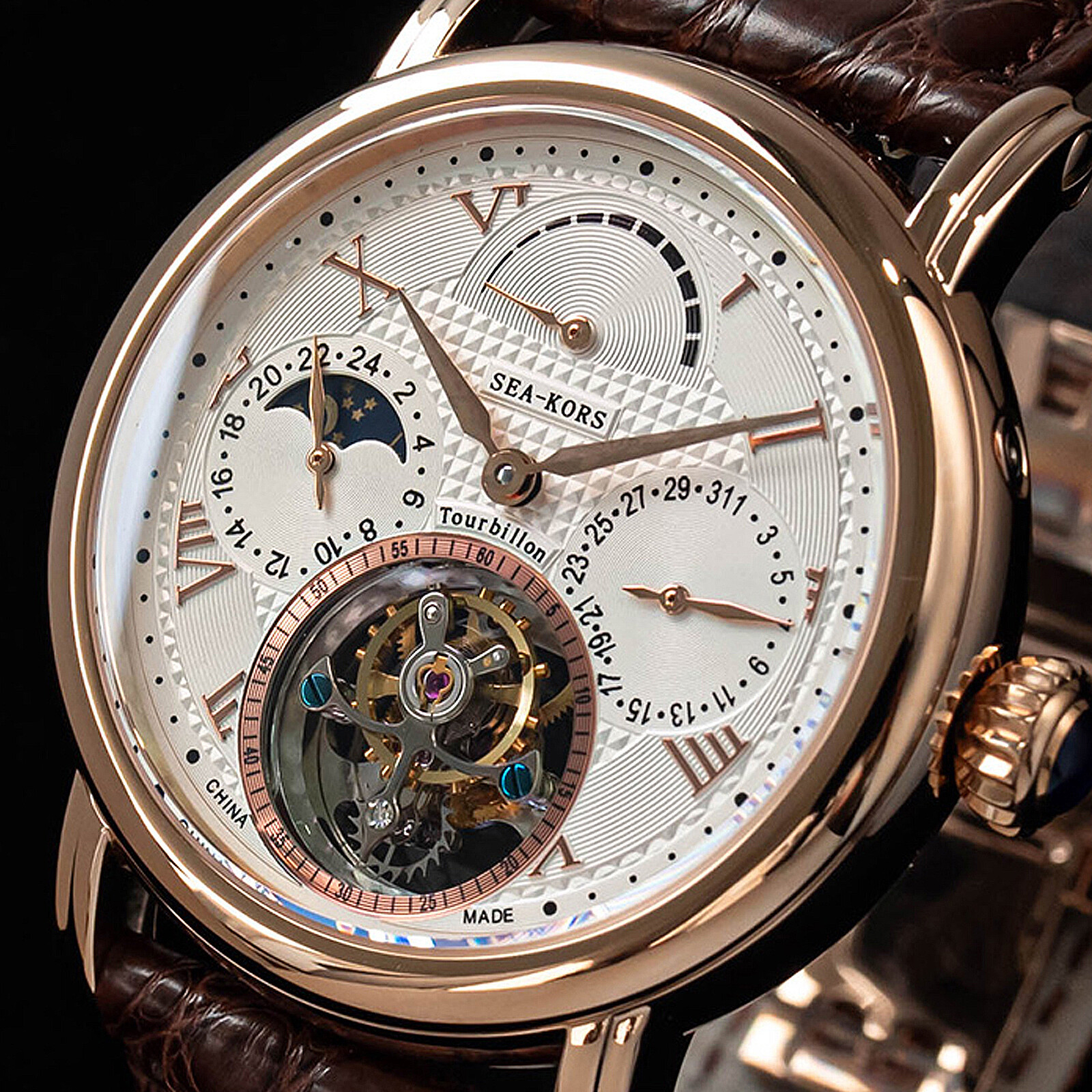 Pre-owned Sugess Seakors Genuine Tourbillon Seagull St8007 Mechanical Mens Watch Se8007gw