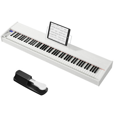 Costway 88-Key Full Size Digital Piano Weighted Keyboard w/ Sustain Pedal White