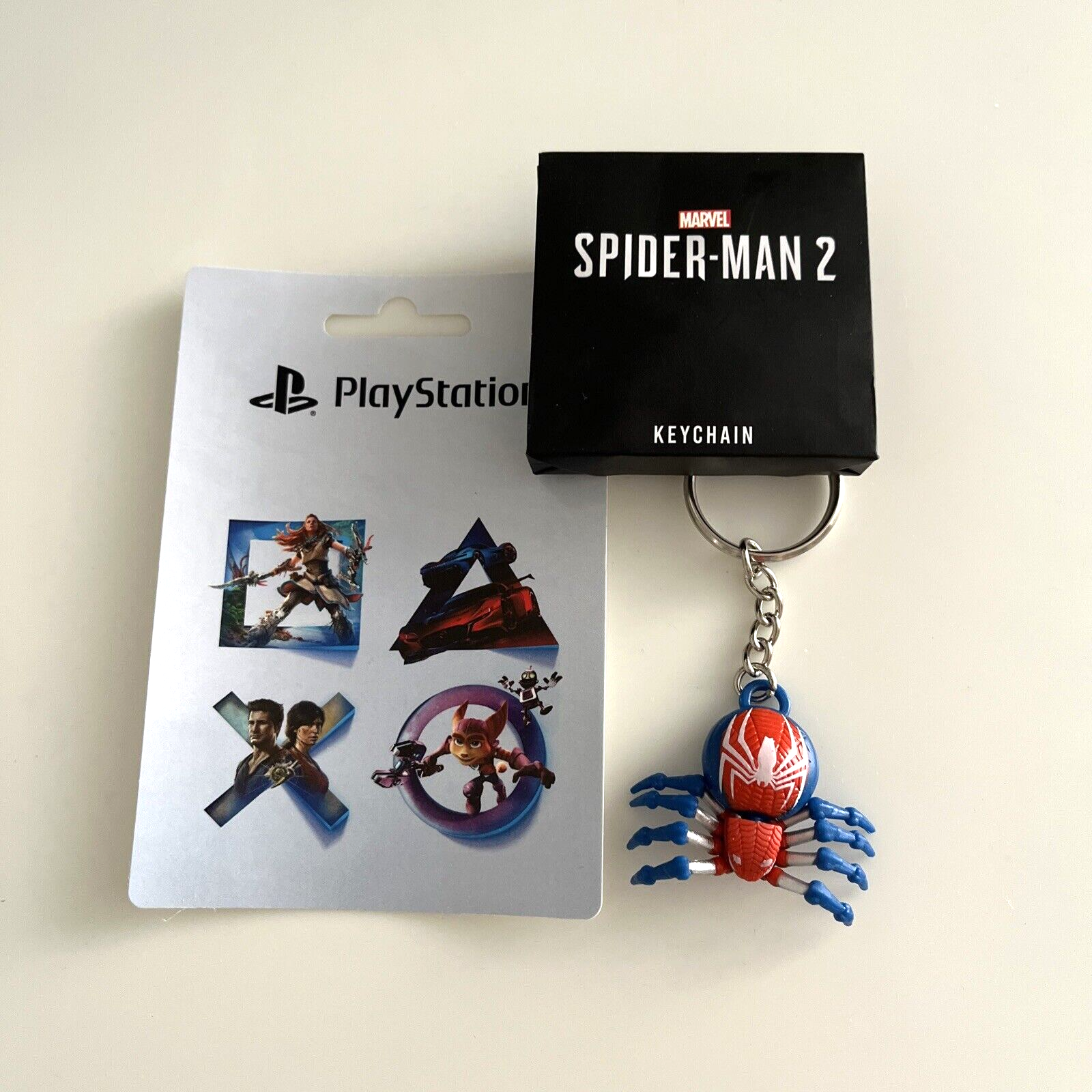 PS5 SpiderMan2 スパイダーマン2 非売品 キーチェーン&ステッカー Super Rare] Spider-Man 2 Keychain & Sticker Sony Marvel