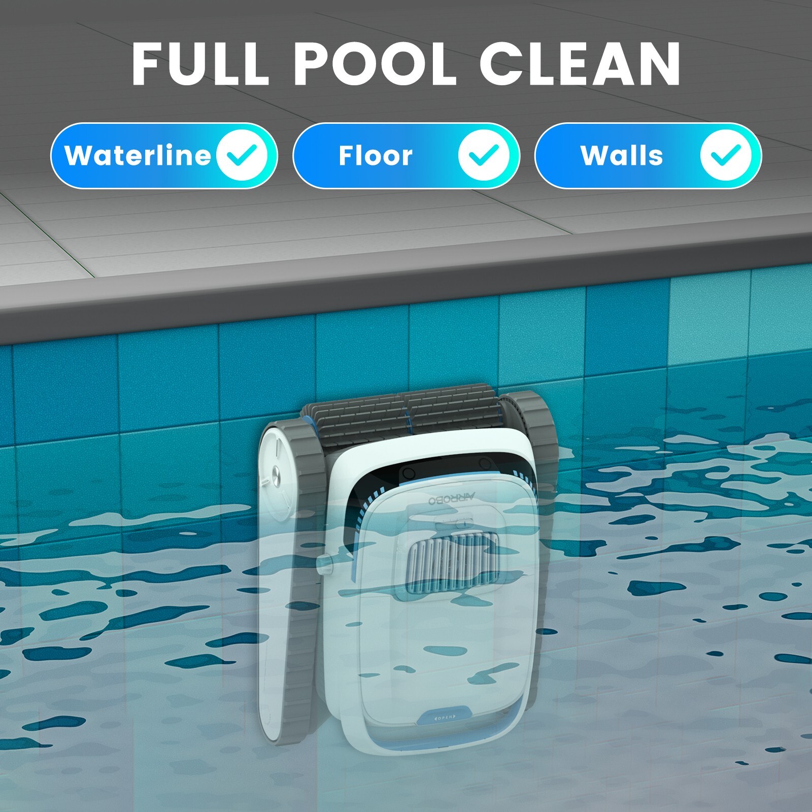 AIRROBO Wall Clmbing Pool Vacuum Cordless Robotic Pool Cleaner Smart Navigation