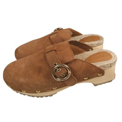 SEE BY CHLOE Viviane Mule Clogs Brown Suede Lugged Jute Studded Size 40 - US 10