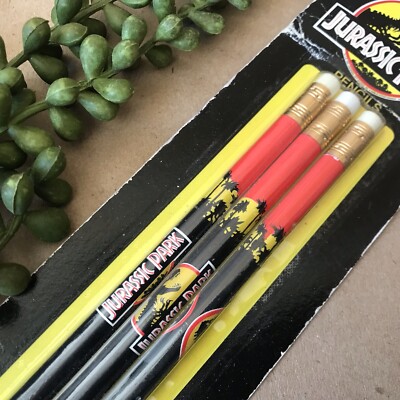 Vintage 1992 Jurassic Park Pencils 3pk ~Universal Studios Dinosaur NEW SEALED S4