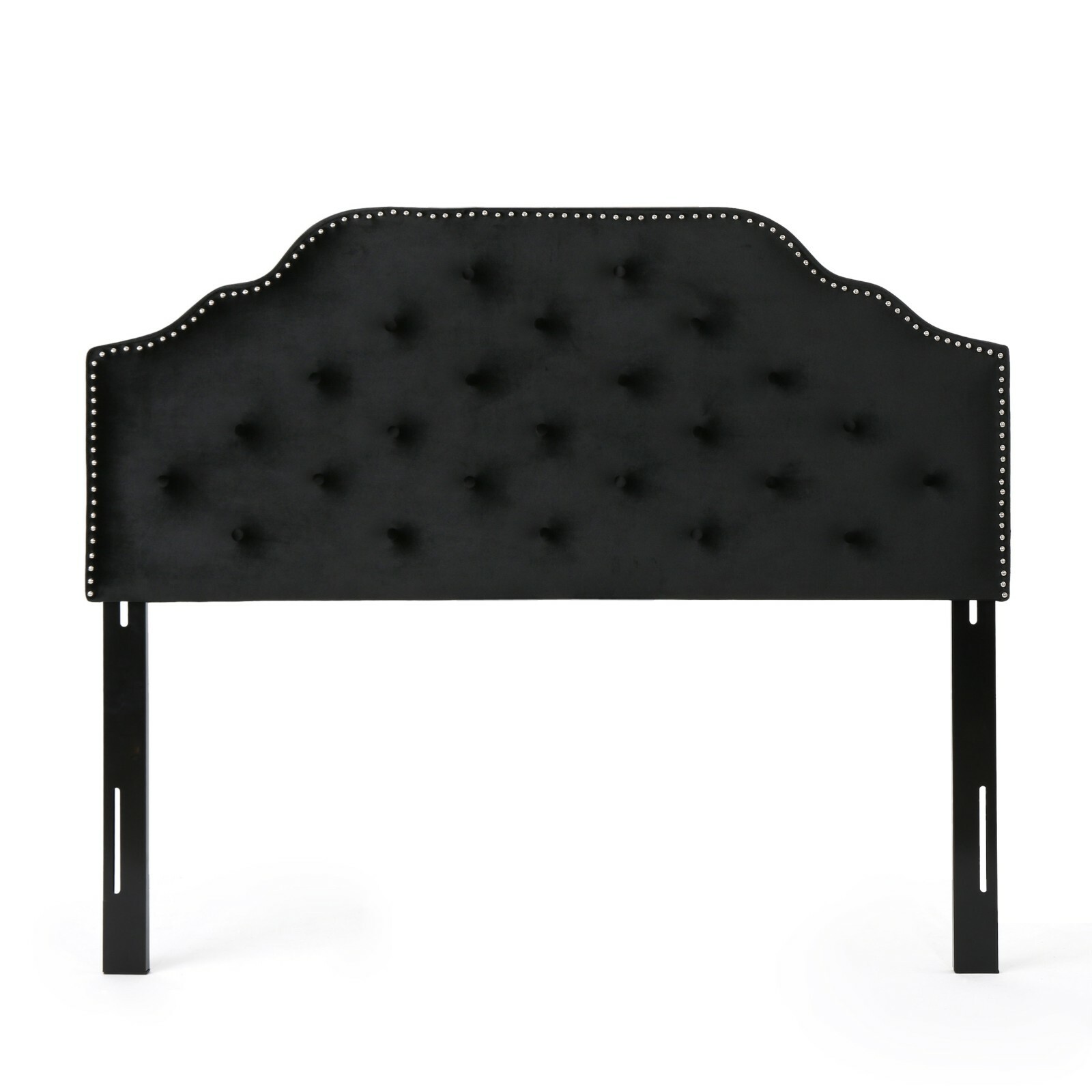 Falcon Contemporary Tufted New Velvet Queen/Full Headboard w/ Nailhead Accents