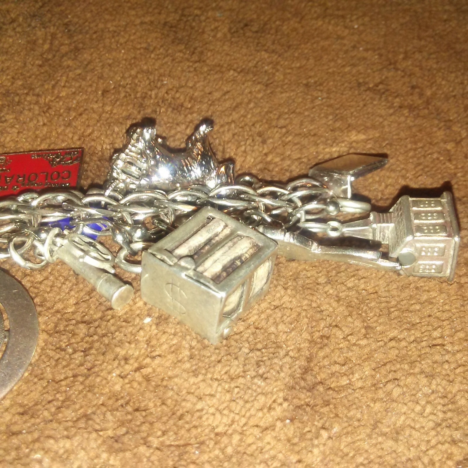 Vintage Sterling Silver Charm Bracelet with 24 Charms 86.6 grams 1960's