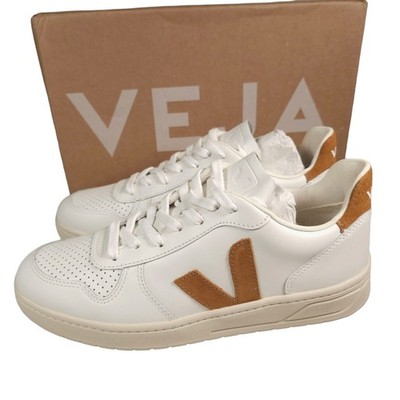 VEJA V-10 Men's Leather Sneakers Extra White CAMEL VX0202652B EU 42 US 9