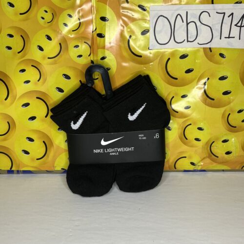 Ankle Cushioned Dri Fit Youth Kids 6 Pack Shoe Size 7c-10c Black