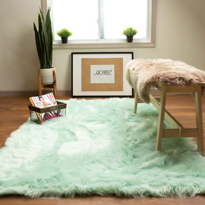 Faux Sheepskin Fur Area Rug Fluffy Shag Rug for Living Room, Bedrooms