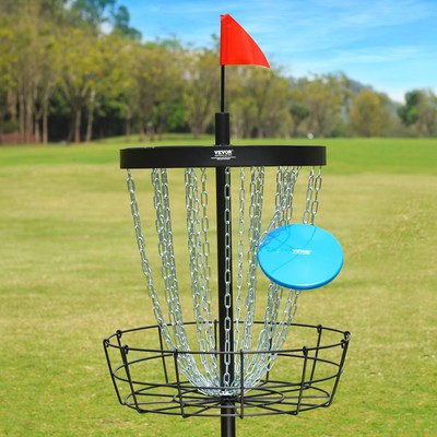 VEVOR 24-Chains Disc Golf Basket Portable Disc Golf Catcher Black Hole Practice