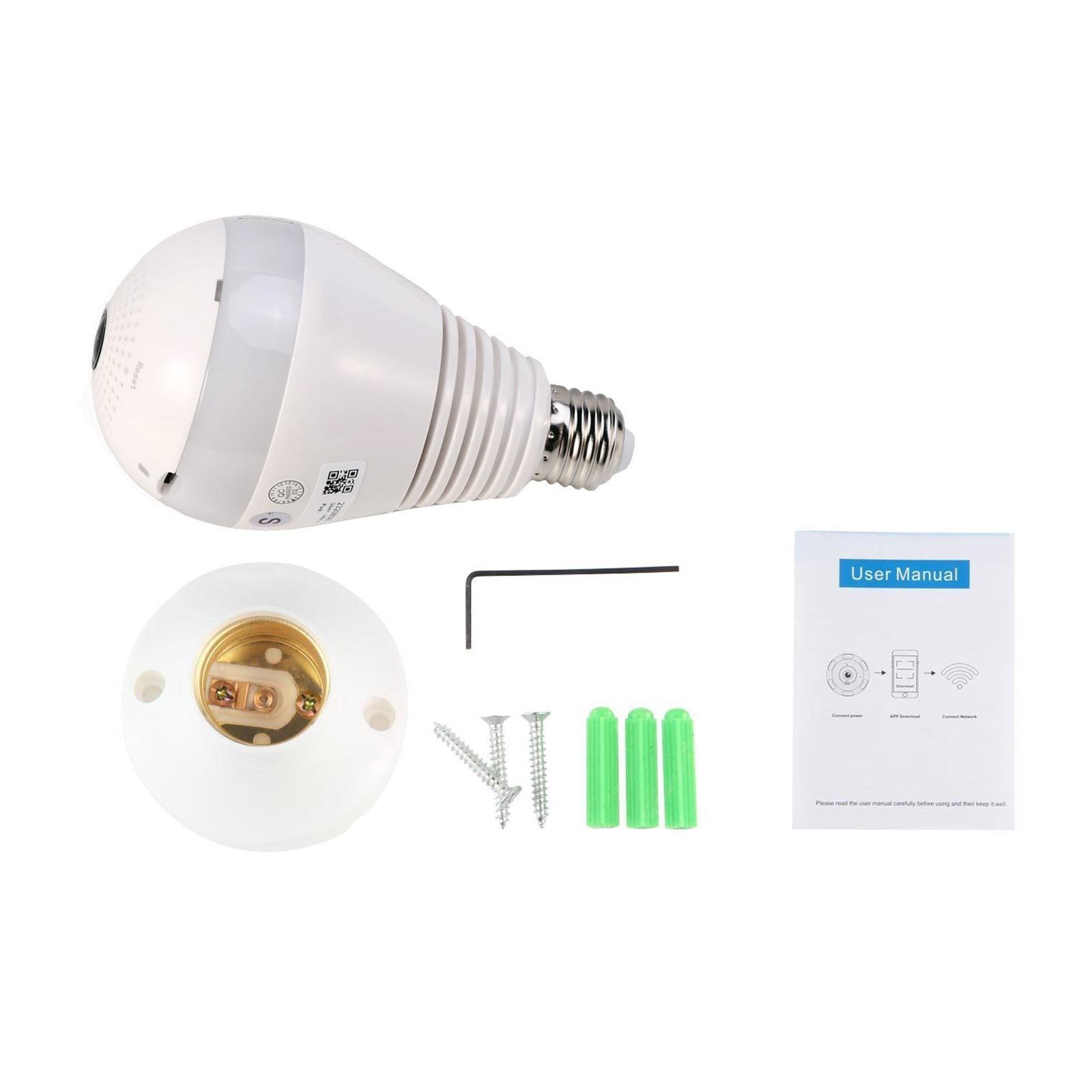 1080P// 960P Wireless Security SPY Hidden IP Camera Panoramic Wifi Light Bulb US