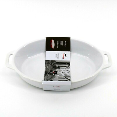 Staub White Oval Ceramic Roasting Dish, 1.1 Quart (9'' x 6'') - NEW with Tags