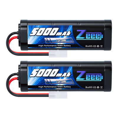2x Zeee 7.2V 5000mAh NiMH Battery Tamiya Plug for RC Car Truck Truggy Buggy Boat