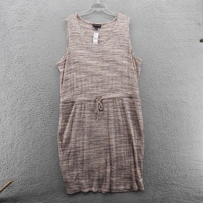 NWT Land Bryant Knit Tank Dress Size 26x28 Beige Womens Sheath Drawstring Casual