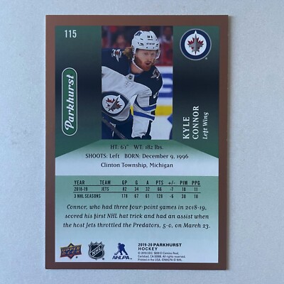 2019 Parkhurst Hockey #115 Kyle Connor Bronze