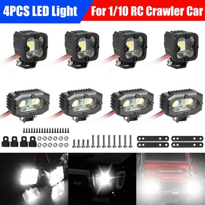 4PCS LED Headlight Roof Light Spotlight for 1/10 RC Crawler Axial SCX10 TRX4 Car