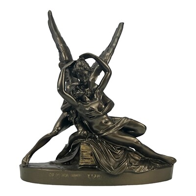 Cupid & Psyche Cast Marble Statue God Eros Nude Love & Soul Bronze Effect