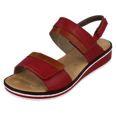 LADIES RIEKER V36B9 LEATHER HOOK & LOOP CASUAL LOW WEDGE SLINGBACK SANDALS SIZE