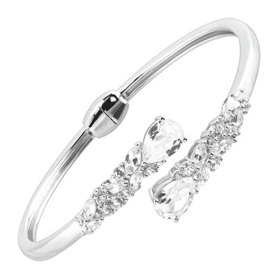 Finecraft Created Sapphire Bypass Cuff Bracelet in Sterling Silver, 7''