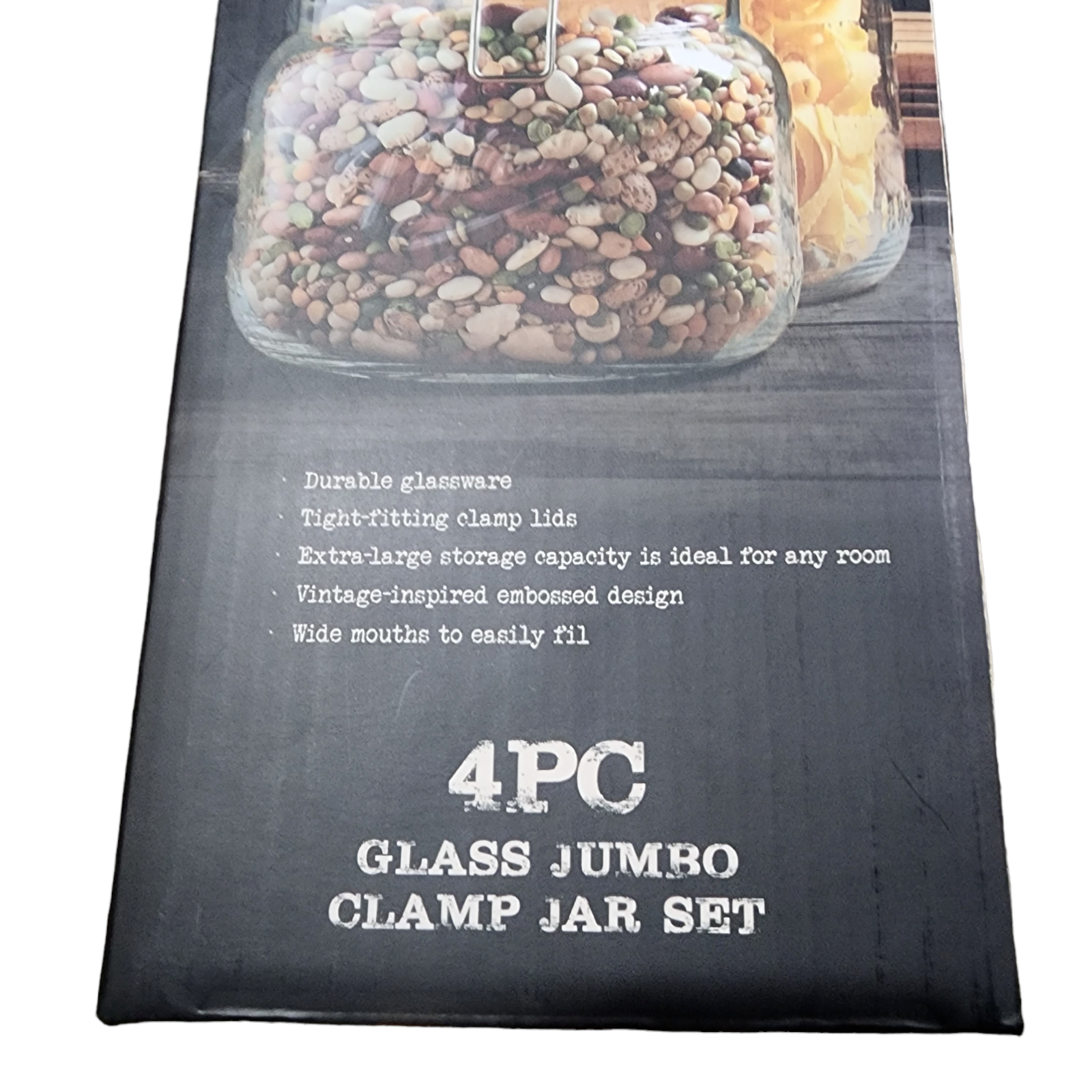 Mason Jar Kitchen Canister Set 4 Pc Jumbo Glass Jars Kitchen Storage Clamp Lid