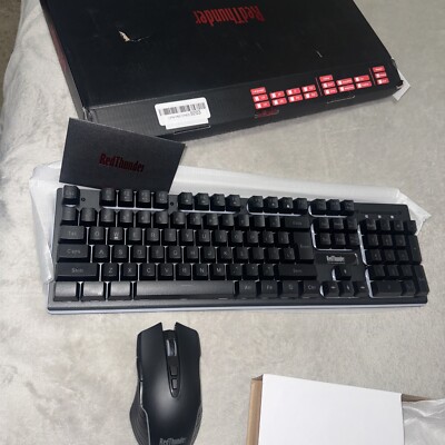 RedThunder K10 Wireless Gaming Keyboard and Mouse Combo, LED Backlit Rechargeabl