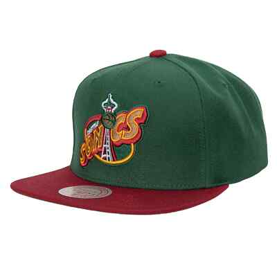 Кепка Mitchell & Ness Green/Red NBA Seattle Supersonics Team 2 Tone 2.0 HWC Snapback