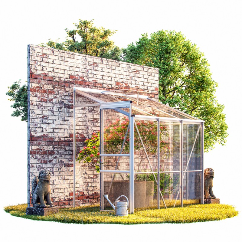 Gewächshaus Anlehngewächshaus Beistellgewächshaus Treibhaus Alu 3,8m³ Gardebruk