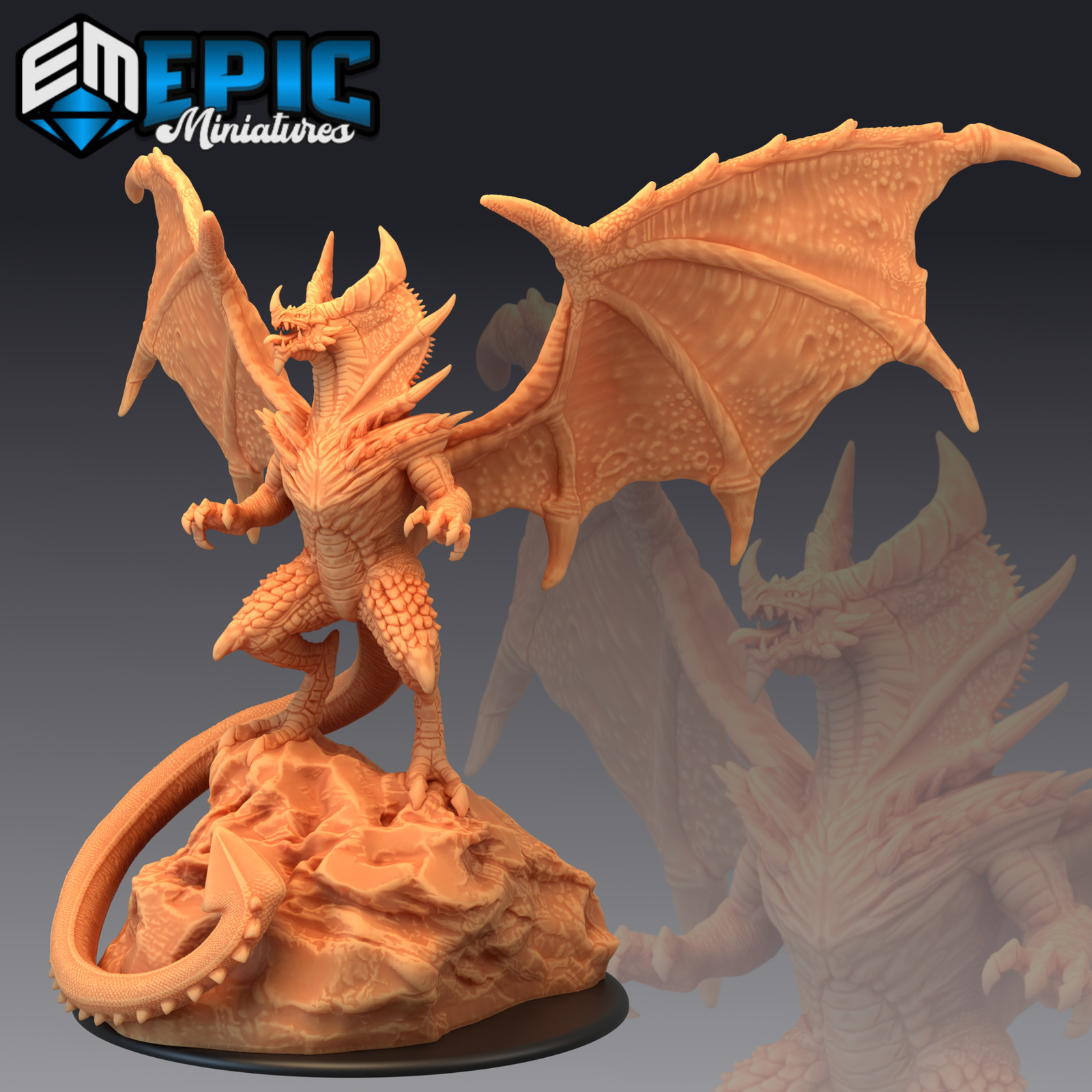 Mount Mercury Dragon - Dungeons and Dragons Miniatures, D&D, Epic Miniatures