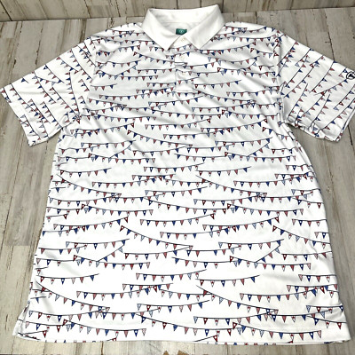 Pro Tour  Coolplay  Men s Size L Shirt polo Golf red/white/blue pennants      X6