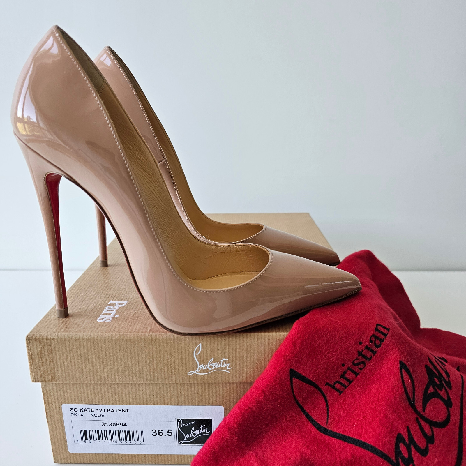 ルブタン　ヌード　36.5　Kate Christian Louboutin So Kate 120 Nude Patent Pumps 36.5
